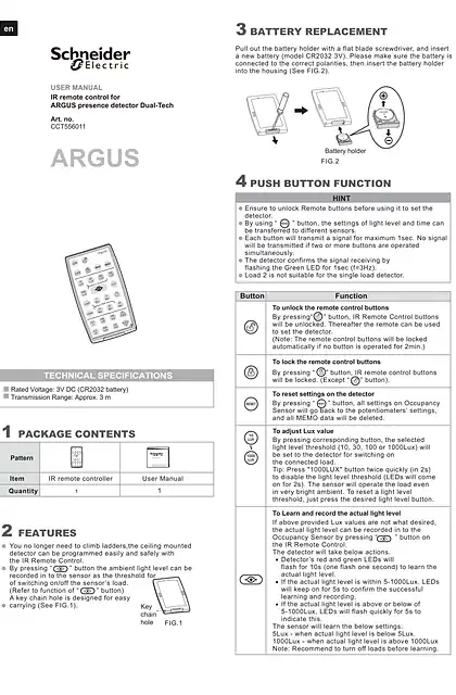 schneider施耐德HW_ ARGUS Presence Dual-Tech_ 1+2 channel